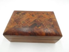 Vintage Specimen Wood Marquetry Work Box Tumbling Block Parquetry Sewing picture