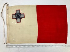 SMALL VINTAGE MALTA MALTESE FLAG COURTESY NAUTICAL SAILING YACHT MARINE PENNANT picture