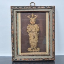 Antique 1800s Santo Bambino di Aracoeli Roma Italian Catholic Devotional Framed picture