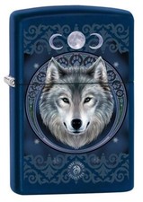 Zippo Anne Stokes Wolf Lighter, Navy Matte NEW IN BOX picture