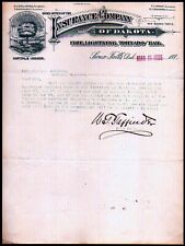 1885 Sioux Falls - Insurance Co of Dakota - Fire Lightning Hail Letter Head Bill picture