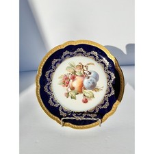 Antique 1927 Rosenthal Selb Bavaria Cobalt Blue Gold Gilt Fruit Cabinet Plate picture