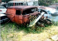 Junkyard junk rusty old vintage automobile car found photo 3.5x5