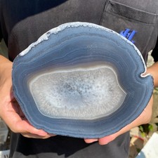 685g Natural striped agate quartz crystal slice rough mineral specimen picture