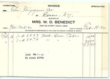 1924 Omaha Mrs. W.D. Benedict furniture invoice picture