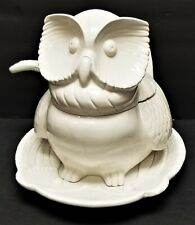 LG Vintage Italian Cream Color OWL Porcelain Soup Tureen Laddle Platter ITALY picture