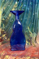 Vintage Italian Art Cobalt Blue Bottle picture