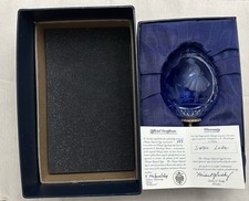 Faberge Imperial Egg Swan Lake Cobalt Blue Crystal Figurine #164 w/ COA Box picture