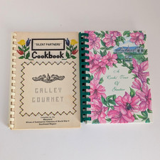 Lot of 2 Community Spiral Bound Cookbooks - Vintage  - WWII & Garden Club picture