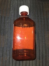 8oz Amber Graduated Syrup Bottle Child Resistant READ DESCRIPTION Lean Label  picture