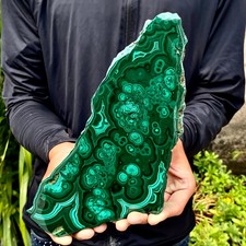 2.71LB Natural Green Malachite Crystal Flaky Pattern Ore Specimen Quartz Healing picture