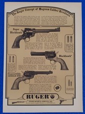 1963 RUGER SUPER BLACKHAWK, SINGLE SIX AND BLACKHAWK ORIGINAL FIREARM PRINT AD picture