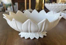 Vintage Westmoreland Milk Glass Centerpiece Footed Oval Lotus Fruit Bowl picture