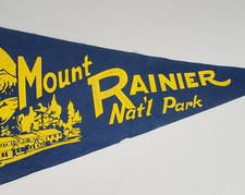 Vintage Mount Rainier National Park Felt Souvenir Pennant Washington 27 inch picture