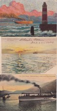 4 Antique European Ship Postcards France Denmark Lac du Bourget 1904 picture