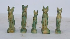 Rare Ancient Egyptian Antique 5 Statues of Bastet Cat Care God BC Egyptian Myths picture