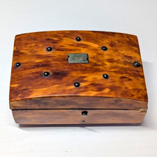 Antique Regency Studded Horn Footed Snuff Pill Trinket Box Caddy Red Paper Lined picture