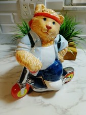 Clay Art Scooter Cat Cookie Jar Rare * Original Box 2001  picture