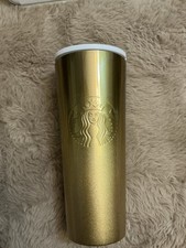 Starbucks Gold Cold Travel Tumbler Cup 2019 Holiday 24 oz Venti Glitter Gradient picture