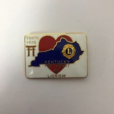 Vintage Lions Club Pin Tokyo 1978 The Heart of Lionism Kentucky White Red Heart picture