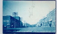 DOWNTOWN STREET plainview, ne c1910 postcard nebraska real photo rppc cyanotype picture