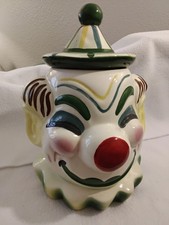 Vintage 1950s Sierra Vista ceramic clown cookie jar California pottery 11”7.5 picture
