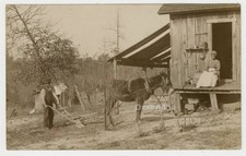 African American Farm 1900 Black Farmer Plough Mule Outhouse Wife RPPC Photo  picture