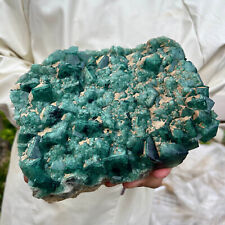 6.6lb Large NATURAL Green Cube FLUORITE Quartz Crystal Cluster Mineral Specimen picture