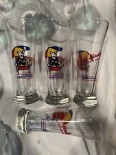 VINTAGE 80s Spuds Mackenzie At The Beach Bud Light Beer Glass 1987 Set Of 4 picture