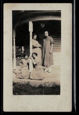Vintage RPPC Four Young Women on Porch 1920s Azo Real Photo Postcard picture