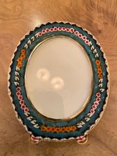 Adorable Vintage Italian Hand Made Micro Mosaic Oval Picture Frame Easel picture