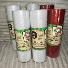 CRAFTER'S SQUARE GLITTER TULLE 6 X 5 YD 2 RED & 4 WHITE LOT OF 6 NEW/Wrapped picture
