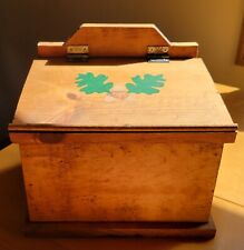 Vintage Wood Recipe Box Handmade & Handpainted Retro Decor Pair Of Leaves picture