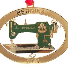 Vintage 2001 Bernina Model 117 Sewing Machine Gold Metal Christmas Ornament picture