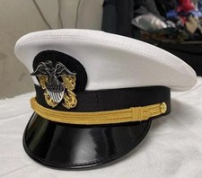 U.S. Navy Officer White Dress Cap – Military Uniform Hat Replica All Sizes picture