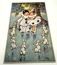 Florence Hardy Postcard Pierrot Children Rabbits Tuck Oilette 9694 Young Hearts picture