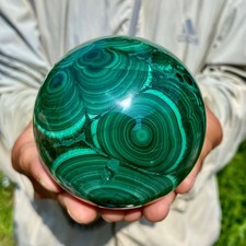 2.38LB Rare Natural Malachite quartz hand Carved sphere Crystal Healing Gem bal picture