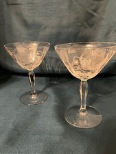 100 Years Old Fostoria Rogene Etched Crystal Coupe- Poppy Pattern - Price Each picture