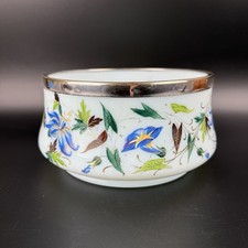 RARE W.M.F.N WMF Vintage Blue Milk Glass Hand Painted Bowl Ring Of Fire picture