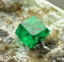 197 Ct. Full Terminated Top Green Swat Emerald Small Crystal On Matrix @Pak picture