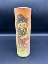True Vintage Sugar Frosted Pillar Candle Christmas Drummer Boy 9