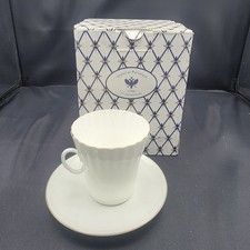 New Imperial Porcelain St. Petersburg White Gold Lomonosov Tulip Teacup & Saucer picture
