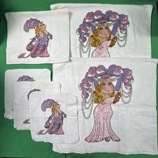 Pig Follies 1980s Miss Piggy Art Deco MCM Martex Cotton Bath Towel Set picture