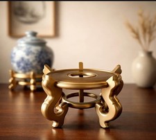Vtg Asian Wooden Planter Gold Lacquer Stand Carved 5 Legs Pedestal Ginger Jar picture