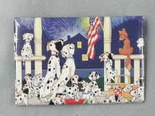Vintage 101 Dalmatians Disney Pin Button Fireworks Patriotic USA Flag picture