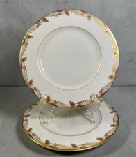 Lenox Essex Maroon O-351-R Salad Plates 8 3/8” Set of 2 Vintage Gold Trim picture