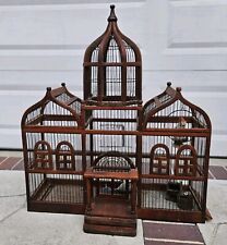 Vintage Bird Cage French Victorian Wood + Wire Dome Antique Architectural Large picture