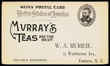 C1890s W.A. Murray's Teas Yonkers NY Victorian Grocer Advertising Postal Card picture