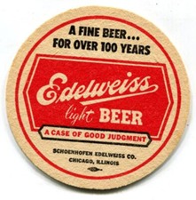1950s Edelweiss Light Beer 3½ inch Coaster 