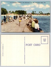 Clearwater Beach Florida City Pier Holiday Crowds Curt Teich Postcard picture